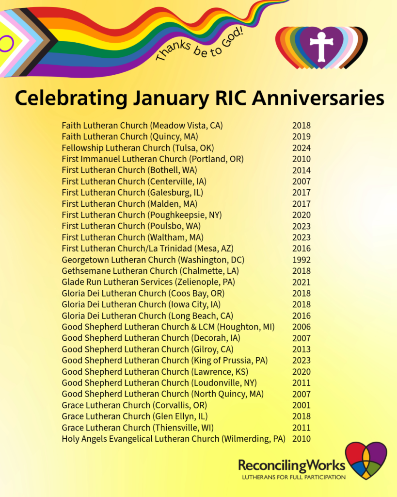 A list of 29 RIC Partners celebrating their RIC Anniversary in January 2026.