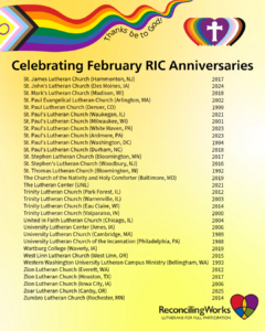 A list of 32 RIC Partners celebrating their RIC Anniversary in February.
